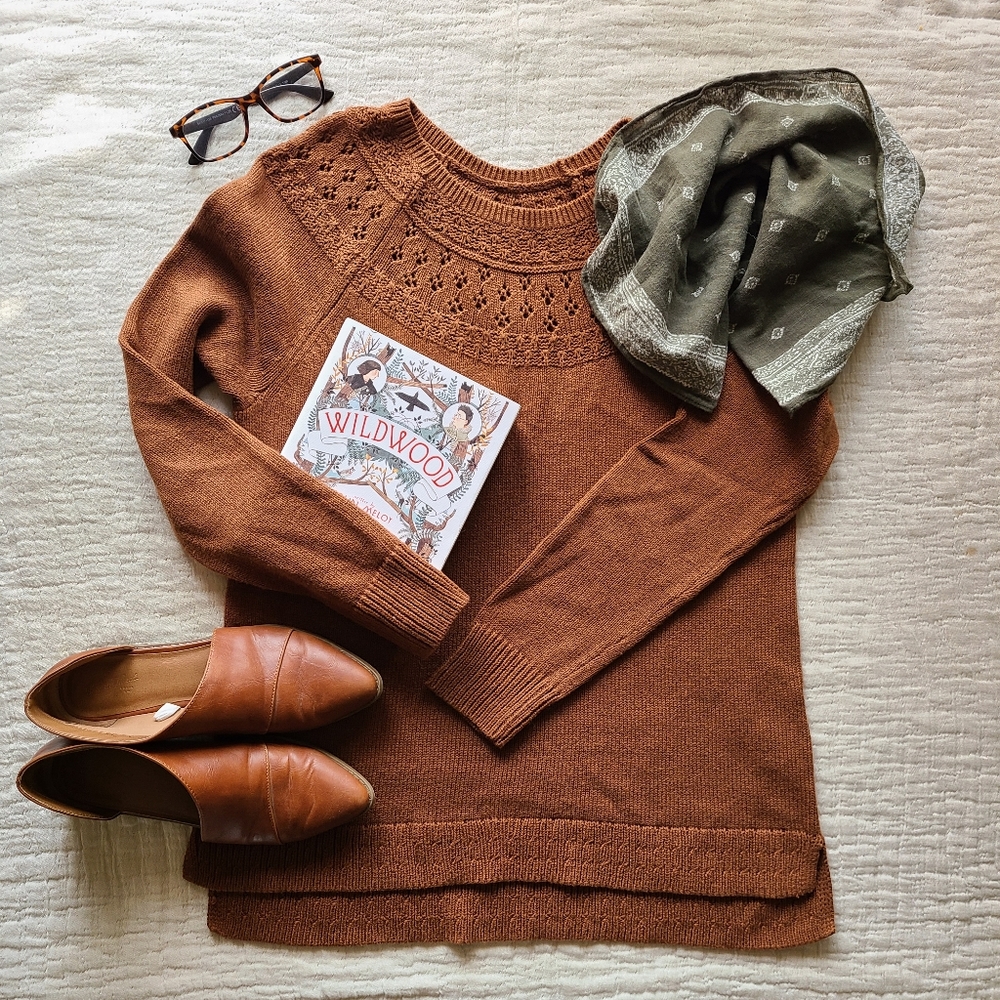 Sonoma pointelle yoke sweater